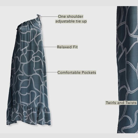 NWT Reistor One Shoulder Maxi Dress in Abstract Stripes Size 2XL - Picture 6 of 8